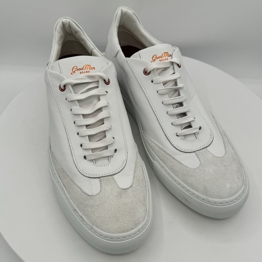 Good Man Brand White Leather Suede Sneakers Size 12 Color White MSRP $228 NEW
